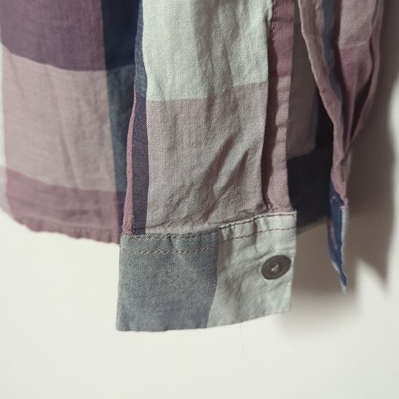 LOFT Purple Plaid Long Sleeve Blouse - Picture 4 of 6